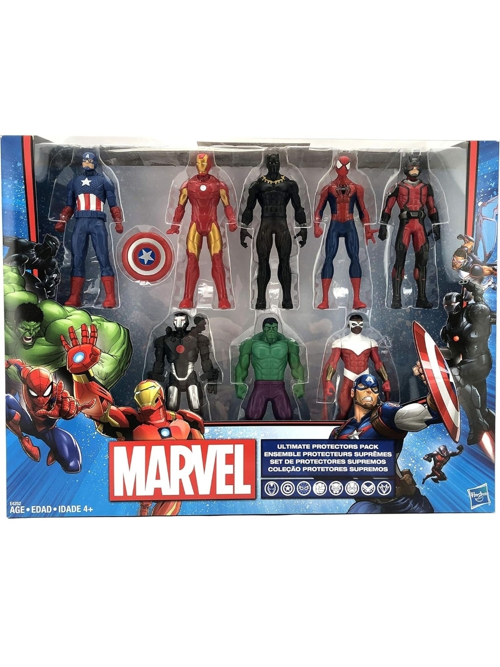 Marvel Superhero Figure Set — Red, Blue, Black, Green